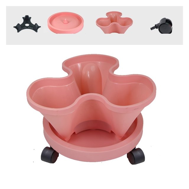 Stackable Vertical Flower Pot Plastic Multi-layer Garden Planter Tower with Movable Casters