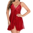 thumbnail image 1 of DPTALR Robe Camisole en Satin Uni avec Dentelle pour Femmes Grande Taille sous-Vêtements Aguichant de Tentation, 1 of 3