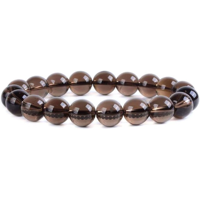 Natural Smoky Quartz Gemstone 10mm Round Beads Stretch Bracelet 7 Inch Unisex
