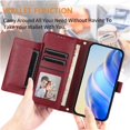 thumbnail image 4 of Étui Portefeuille pour Samsung Galaxy Note 20 Ultra avec Poche à Fermeture Éclair, Porte-Cartes, Support, Dragonne, Étui à Rabat en Cuir Rouge, 4 of 5