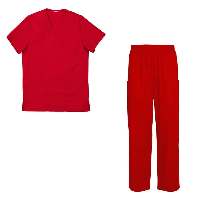 Men's Scrubs Set Scrub Top and Pants Scrubs Set