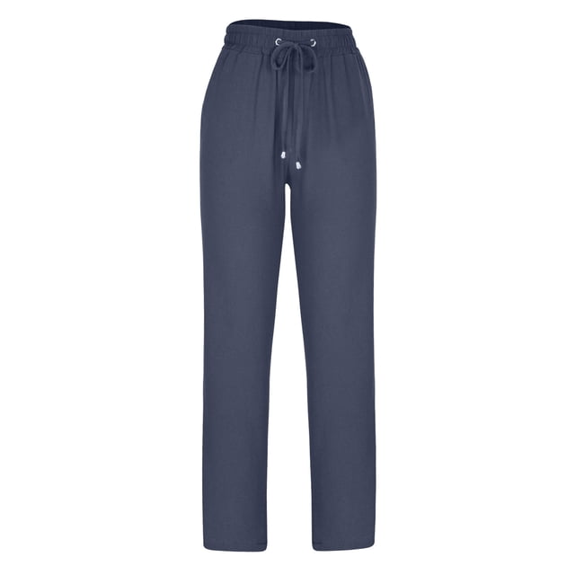 Birdeem Pantalon Grand Décontracté en Coton Lin Pur à Cordon pour Femmes