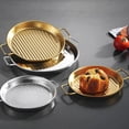 thumbnail image 4 of WIFKLSIIPG Plat de Gril Rond en Acier Inoxydable avec Poignée Assiette de Déjeuner Polyvalente Bord Roulé Plaque de Cuisson pour Dessert Cuit Croustilles Poêles, 4 of 7