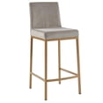 thumbnail image 1 of Set of 2 Contemporary Velvet & Metal 26'' Counter Stool in Grey & Gold Leg, 1 of 5