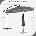 thumbnail image 3 of Costway Parasol Suspendu Déporté de 10 Pi pour Patio avec Housse Gris, 3 of 10