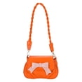 thumbnail image 1 of Composite Shoulder Bag Pleated Bow with Zipper Twist Strap Leisure (Orange), 1 of 10