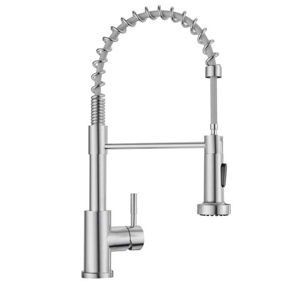 APPASO Brushed Nickel Commercial Kitchen Faucet with Pull Down Sprayer, Stainless Steel Single Handle Spring Kitchen Sink Faucet, 2 Spray Modes, 360° Swivel Spout