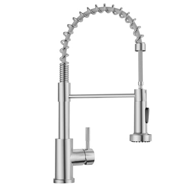 APPASO Brushed Nickel Commercial Kitchen Faucet with Pull Down Sprayer, Stainless Steel Single Handle Spring Kitchen Sink Faucet, 2 Spray Modes, 360° Swivel Spout