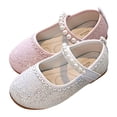 thumbnail image 4 of REDARER Girls Sandals Fashionable Pattern Simple and Versatile Pearl Cute Flat Comfortable Hook Loop Shoes,Size 6-6.5 Years, 4 of 6