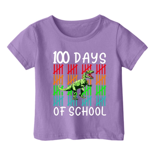 LUOGENLI T-Shirt pour Filles Garçon et Fille Mode Décontractée Imprimé Col Rond Ample Manche Courte T-Shirt Haut Maxi Hauts avec Shorts et Poches Violet 10-11 Ans