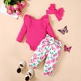 thumbnail image 1 of Yuyuzo Baby Girl Clothes Infant Newborn Ruffle Outfit 2 Piece Fall Winter Spring Ribbed Knit Tops Pants Set Cute Headband, 1 of 6