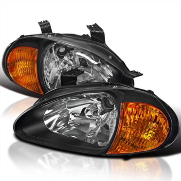 Spec-D Tuning Jdm Phares Noirs Compatibles avec Honda Del Sol 1993-1997 Paire L+R Lampe Frontale Ensemble