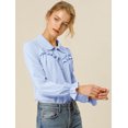 thumbnail image 2 of INSPIRE CHIC Women's Button Down Long Sleeve Cuff Ruffle Detail Blouse Shirt Tops, 2 of 4