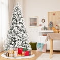 thumbnail image 1 of Gymax 7 FT Artificial Snow Flocked Christmas Tree Hinged Xmas Tree w/ Metal Stand, 1 of 10
