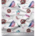 thumbnail image 1 of Soimoi Polyester Crepe Fabric Nest,Feather & Artistic Bird Printed Fabric 1 Yard 42 Inch Wide, 1 of 3