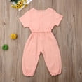 thumbnail image 2 of Sylvamorning Infant Baby Romper Solid Color Short Sleeve Elastic Waist Jumpsuit, 2 of 7