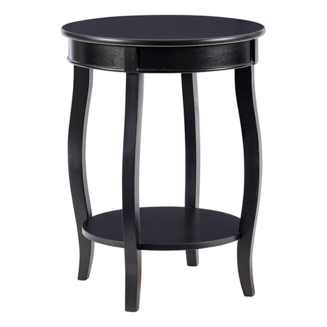 Bowery Hill Table d'Appoint Ronde Contemporaine en Bois avec Tablette, Noir
