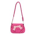 thumbnail image 1 of Composite Shoulder Bag Pleated Bow with Zipper Twist Strap Leisure (Orange), 1 of 10