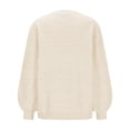 thumbnail image 4 of Pisexur Chandail à Col Rond Surdimensionné pour Femme, Uni, Manches Chauve-Souris Bouffantes à Revers, Chandail Tricoté, Haut à Manches Longues, Chandail Ample d'Automne, Chandail, Jumper, Hauts, 4 of 6