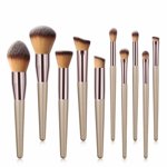 10 Pieces Make Up Brush Set Cosmetic Brushes Professional Cosmetic Makeup Brushes Tools Cosmetic Makeup Brush Set Champagne Gold