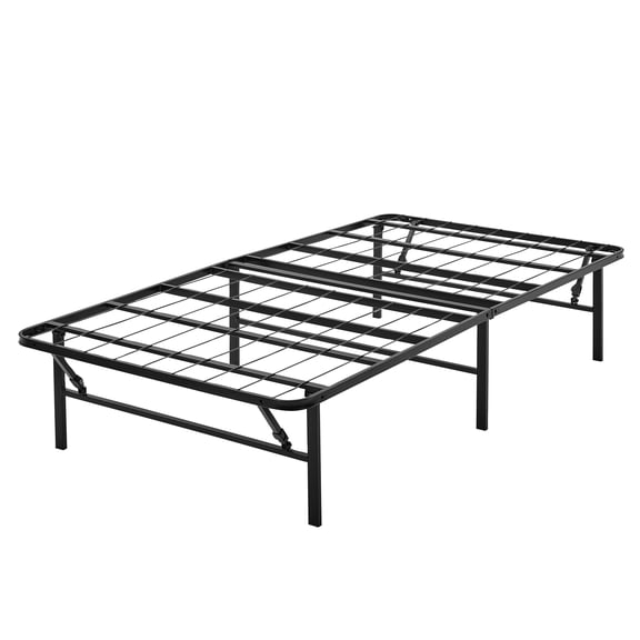Cadre de lit plateforme double XL pliable en acier Mainstays de 14 pouces de hauteur, sans sommier nécessaire, noir