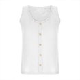 thumbnail image 5 of Timegard Plus Size Tank Tops for Women Round Neck Button Sleeveless Tops Casual Solid Color Knit Tee, 5 of 5