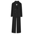 thumbnail image 4 of Professional Women's Blazer Set, Business Office Suit, Button Front Long Sleeve Blazer, High-Waisted Pants, Solid Color, For Corporate Work, Elegant Styling, 100% Polyester, For Office/Events, 4 of 8