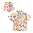 thumbnail image 1 of TZEWGL Short Sleeve Summer Cartoon Prints Beach Holiday Floral Print Shirt With Hat 2Pcs Set Clothes For Infnants size 6-12M, 1 of 5