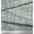 thumbnail image 3 of Soimoi Green Satin Silk Fabric Check & Floral Printed Craft Fabric by The Yard 42 Inch Wide, 3 of 3