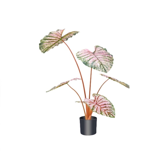 Artificial Caladium Plants For Indoor, 3.0FT Tall Fake Plants Artificial Taro Plants With Planter, Potted Fake Flower, Desktop Ornaments For Home Greening Porch