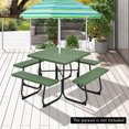 thumbnail image 2 of Topbuy 8-person Round Picnic Table with 4 Benches and Umbrella Hole, Green (1 Count), 2 of 9