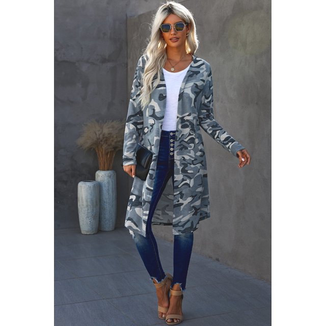 AAMILIFE Mode pour Femmes 2041 Cardigan en Tricot Douillet à devant Ouvert à Manches Longues Long