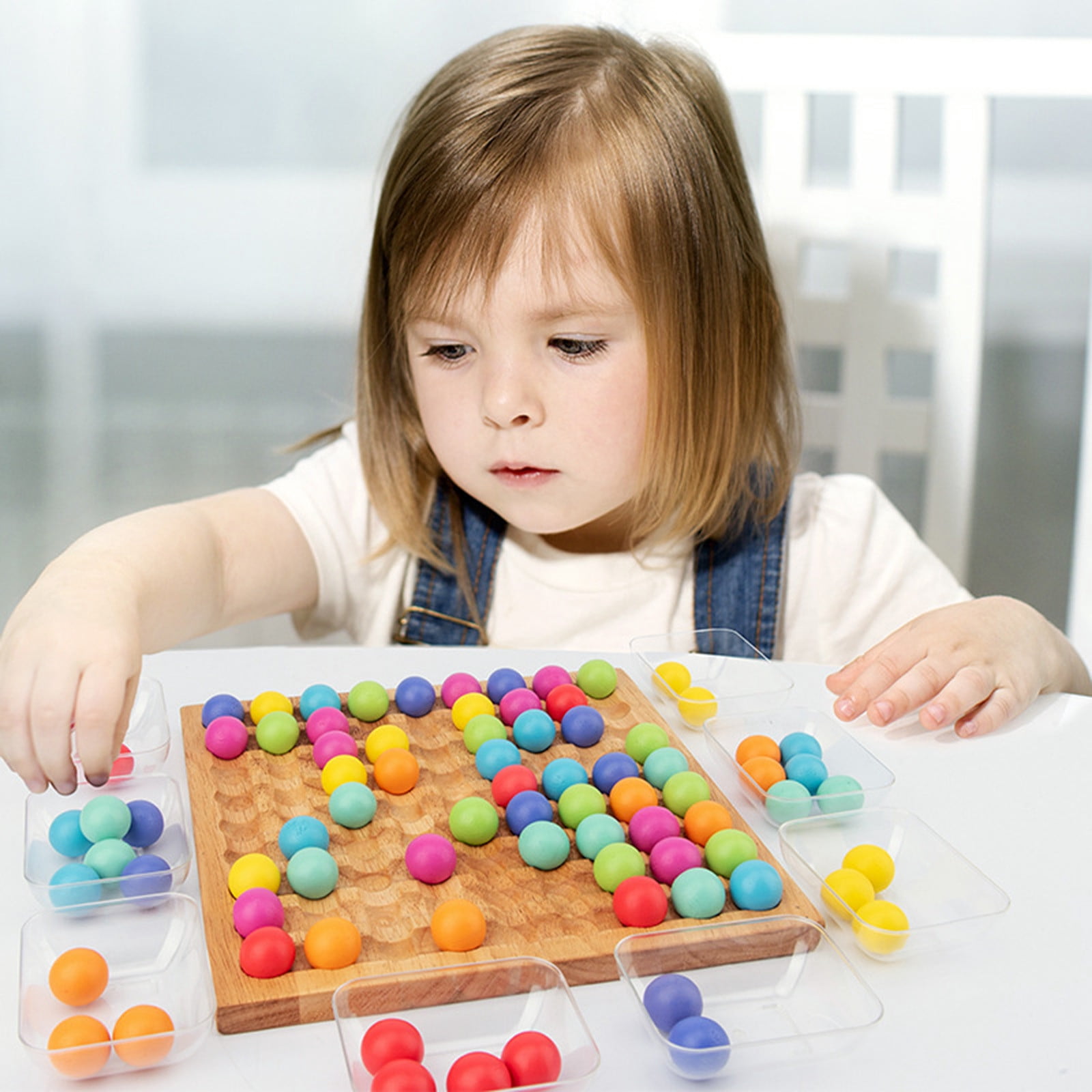 Wooden Go Games Set Dots Beads Board Games Toy Rainbow Clip Beads Puzzle
