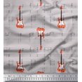 thumbnail image 1 of Soimoi Gray Modal Satin Fabric Notes & Guitar Musical Instrument Decor Fabric Printed Yard 42 Inch Wide, 1 of 5