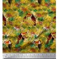 thumbnail image 1 of Soimoi Moss Georgette Fabric Leaves & Toucan Bird Print Sewing Fabric Yard 42 Inch Wide, 1 of 3