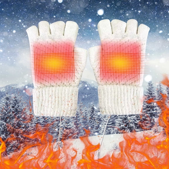MTBLYS Gants Tricotés Chauffants Usb Hiver Chauds Protection des Mains Sans Doigts Design à Écran Tactile Demi-Doigt Unisexe 5V Alimentés par Usb Entraînement Cyclisme Camping