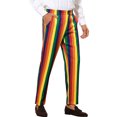 thumbnail image 5 of INSPIRE CHIC Pantalon Habillé à Rayures pour Homme Pantalon à Rayures à Couleurs Contrastées 34 Bleu Rouge, 5 of 5