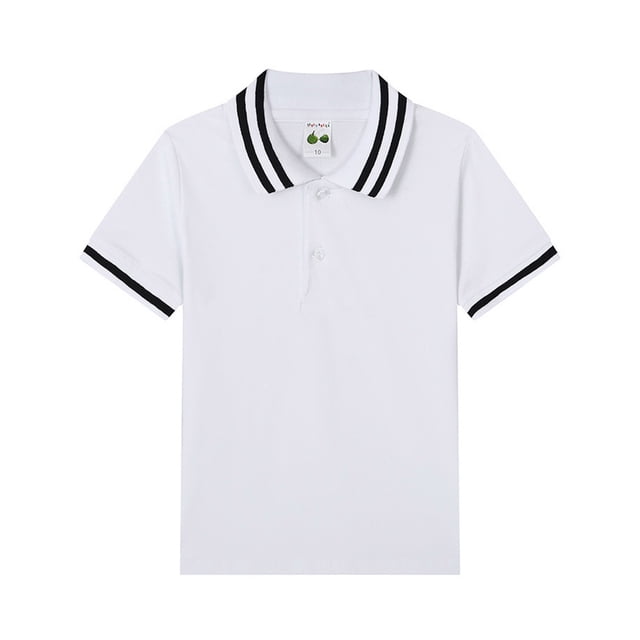 Polos pour Petits Garçons Polo Blanc Garçons Enfants Chemises à Manches Courtes Chemises de Collation des Grades Chemises de Rugby Tenue Garçons 6-7 Ans
