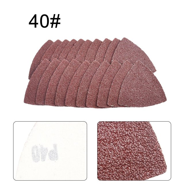 20 Pcs Hook&Loop Triangle Sandpaper 80×80×80mm Sanding Disc Sandpaper 40Grit