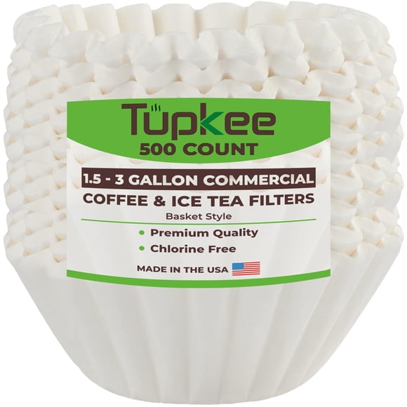 Tupkee Extra Large Coffee Filters - (13.75 Inch x 5.25 Inch) Premium, Big, Tall for Bunn 1.5 to 3 Gallon Commercial Coffee & Tea Machines - (500 Coun