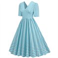 thumbnail image 3 of Pisexur Robe à Manches Courtes à Col en V Mode Femmes Été Robe Poupée à Col en V Robe Plissée à Trois Couches de Couleur Unie Robe pour Femmes en Liquidation, 3 of 6