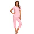 thumbnail image 3 of MINTLIMIT Ensembles de Pyjama Unis pour Femmes, Hauts à Manches Courtes et Pantalons Capri, 3 of 4