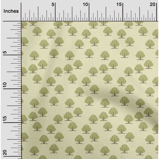 oneOone Polyester Lycra Light Yellow Fabric Floral & Flying Swan Block Sewing Material Print Fabric By The Yard 56 Inch Wide
