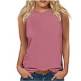 thumbnail image 1 of Erwazi Débardeurs d'Été pour Femmes Grande Taille Col Rond Sans Manches Chandails Basiques pour Femmes T-Shirts Décontractés Amples, 1 of 4