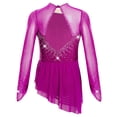 thumbnail image 4 of RUNQHUI Robe de Patinage Artistique à Manches Longues pour Filles, Scintillante, Dos Nu, Danse Lyrique Moderne, Rose Vif, 10, 4 of 5