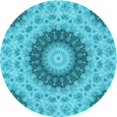 thumbnail image 1 of Ahgly Company Tapis d'Intérieur Ronds de Style Transitionnel Lavables à la Machine, Vert Turquoise Foncé, 6 Pieds Rond, 1 of 7
