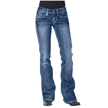 Pisexur Jeans Grande Taille pour Femmes, Jeans à Coupe Décontractée à Jambe Droite, Coupe Bottillon Galbée, Taille Mi-Haute Extensible, Bouton, Droits, Pleine Longueur, Jeans pour Adolescentes
