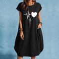 thumbnail image 1 of LSLJS Fashion Women Casual O- Neck Print Plus Size Pocket Dress, 1 of 5