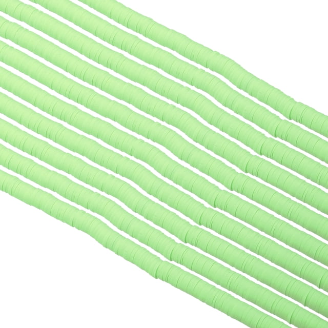 Unique Bargains Entretoise de Perles en Argile Polymère 6 mm, 3500 Pcs 10 Brins Ronde Plate Faite à la Main Entretoise de Perles, Vert Menthe