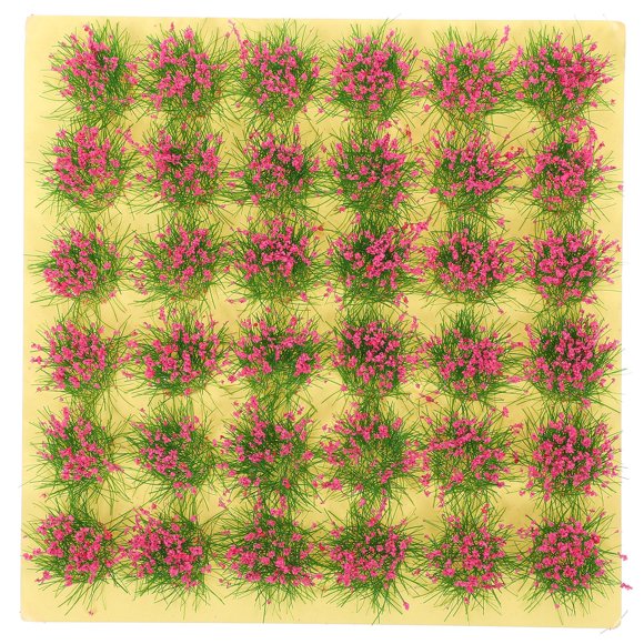 Miangastore Model Railway Grass Static Flower Tuft Rosy Plastic 36Pcs 10x10x0.8in